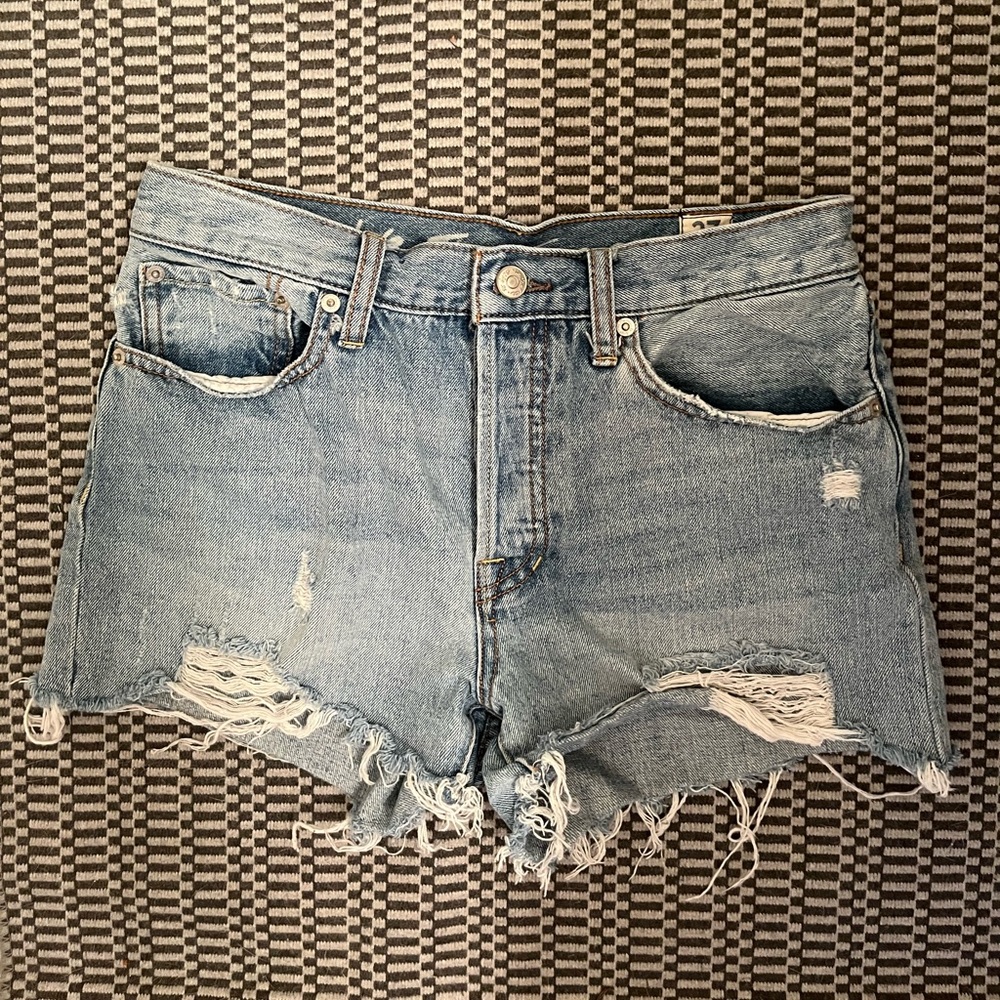 Size 27 Free People Distressed Denim Shorts